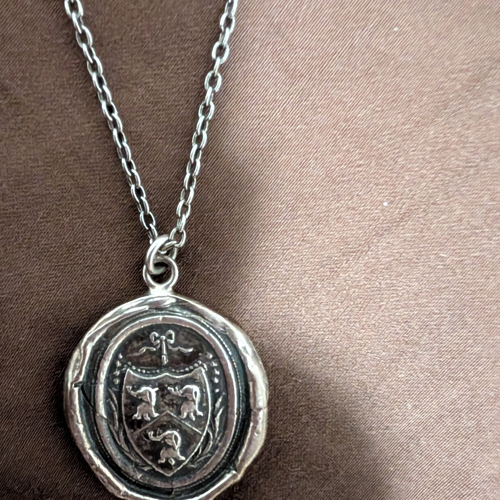 Vintage-Inspired Silver Crest Necklace